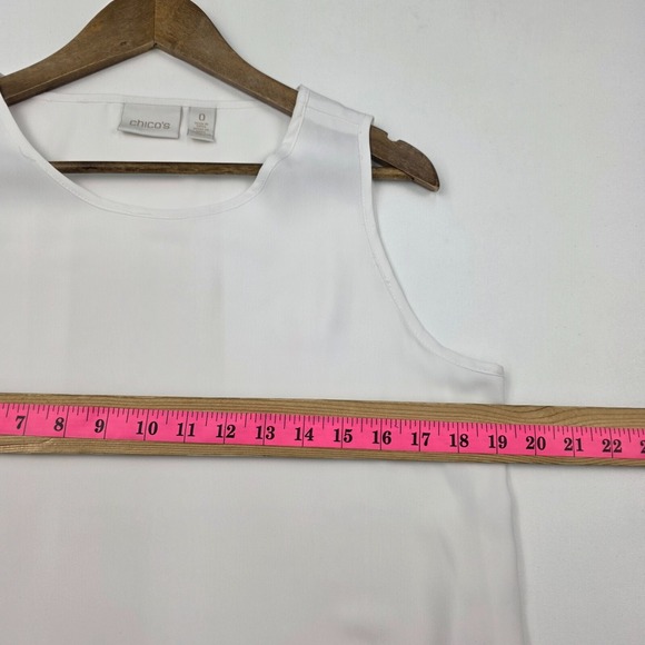 Chico's Womens S White Sleeveless Blouse Layered Hem Tank Top Office Workwear - Picture 12 of 13